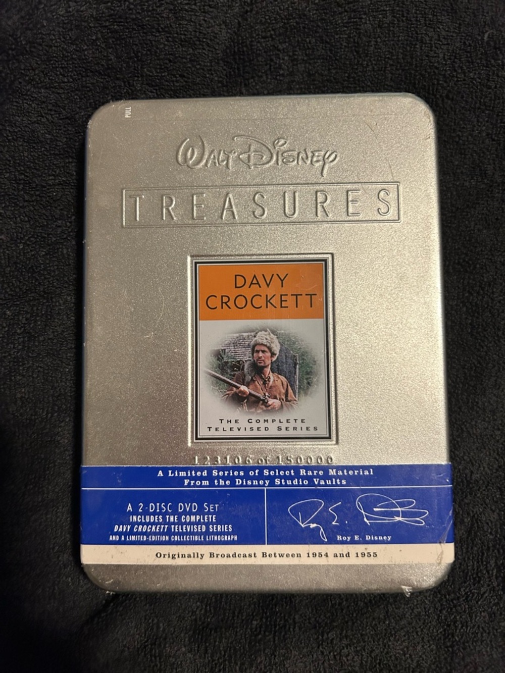 Disney Silver Collector Tin with Blue and Orange Accents